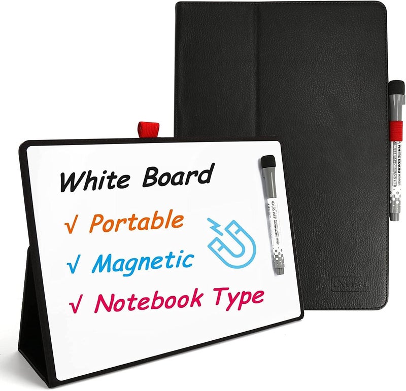 iNenya Portable Small White Board  12"" x 9"" Magnetic Dry Erase Board with Stand  Desk Whiteboard for Kids Drawing  Comes with 1 Marker with Eraser for Clear  (Black) - Image 1